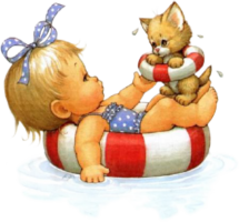 Baby and kitten