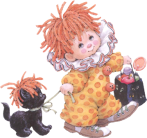 A child in a clown costume