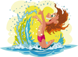 The child is bathing