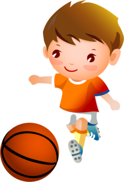 A boy is playing basketball