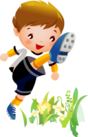 A boy is playing football