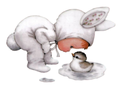 A child in a bunny costume