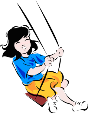 Girl on a swing clipart