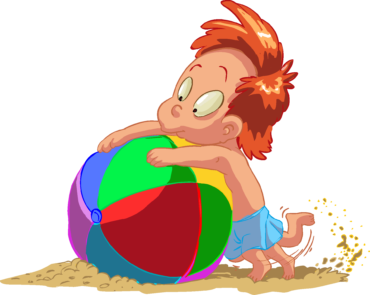 A boy on the beach with a ball