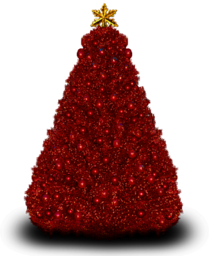 Red Christmas tree with a star