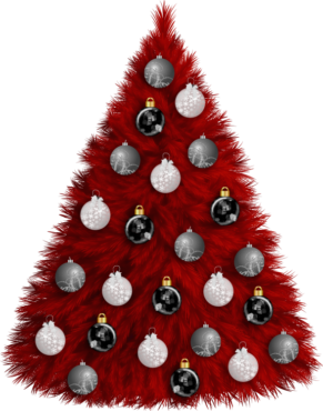 Holiday, red Christmas tree