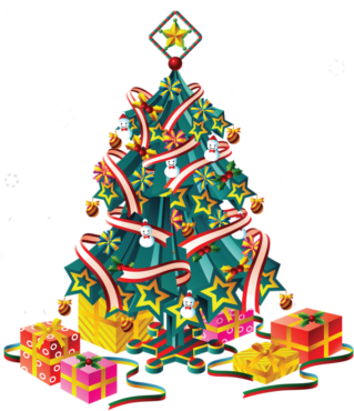 Vector Christmas tree with gifts