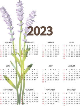 Calendar, flower, 2023