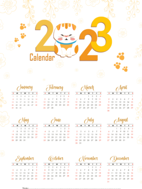 Calendar, template, 2023