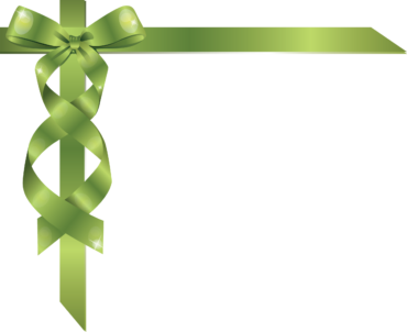 Green bow with ribbon