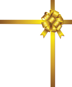 Golden bow with ribbon