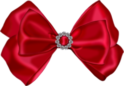 Red bow with brooch