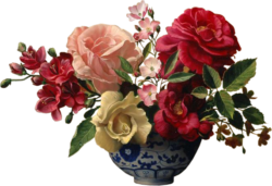 Vintage roses in a basket