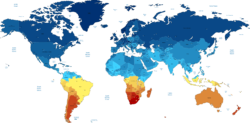 Color map of the world
