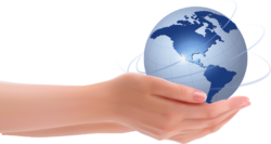 Globe in hand