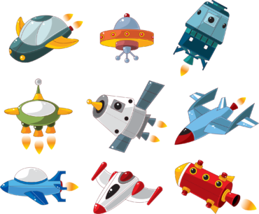 Cartoon spaceships