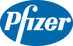 Pfizer Logo Business Pharmaceutical industry Taliglucerase alfa, Business, blue, text, trademark png