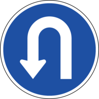 South Korea U-turn Traffic sign Warning sign, Road Sign, blue, text, warning Sign
