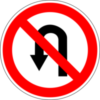 Traffic sign U-turn Road traffic safety, turn the court, text, trademark, warning Sign