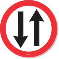 Traffic sign Warning sign Road Two-way street, road, text, trademark, warning Sign