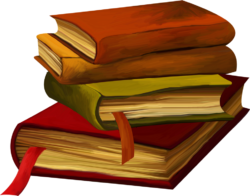 A stack of old books