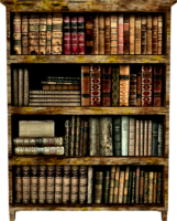 Antique bookcase with books