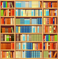 Bookcase with books
