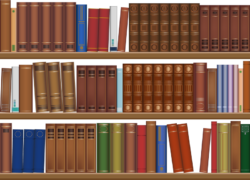 Backing with bookshelves