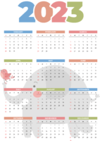 Calendar with elephant 2023