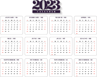 Calendar grid 2023