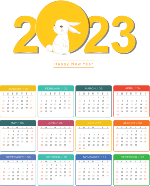 2023, calendar, rabbit