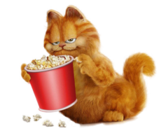 Garfield with popcorn