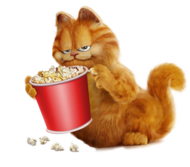 Garfield with popcorn