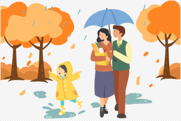 Family in the park autumn vector