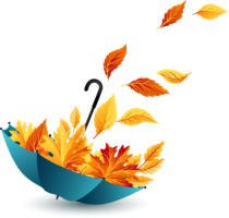 Autumn, leaves, umbrella