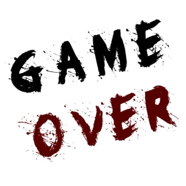 Game over text, logo