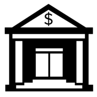 Silhouette of the bank building
