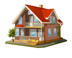 A house with a red roof