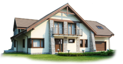 The facade of a house with an attic