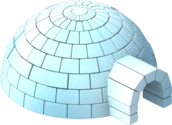 Igloo made of snow, building
