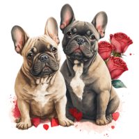 French Bulldog, roses, February 14