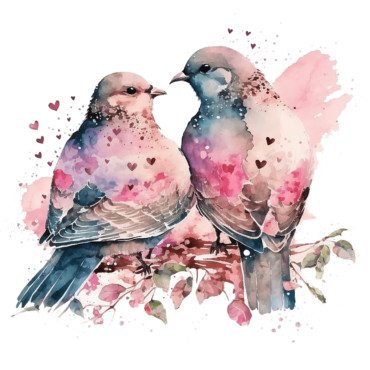 Lovebirds, watercolor