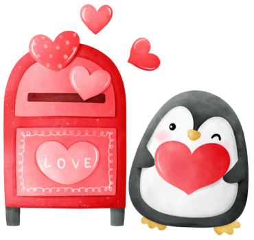 Penguin valentine, postcard