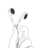 Headphones with a pencil