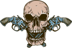 Tattoo, skull with pistols