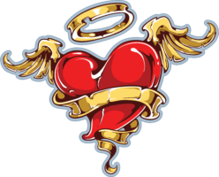 Tattoo of a heart with wings