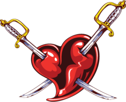 Tattoo of a sword in the heart