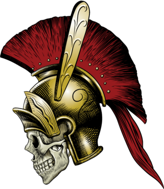 Skull tattoo, gladiator helmet