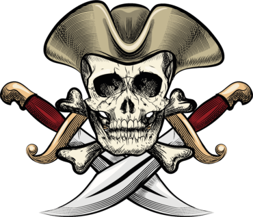 Tattoo, pirate skull with swords