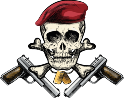 Tattoo, skull in a beret